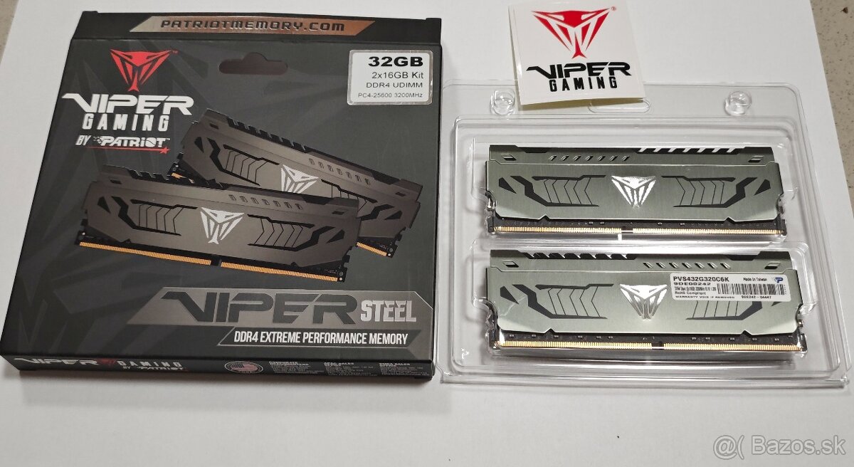 Patriot Viper Steel/ DDR4/32GB/3200MHz/ CL16/2x16GB/ Grey