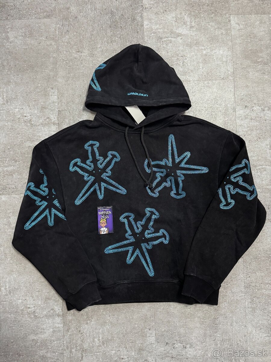 Unknown London Rhinestones Dagger Hoodie - Black/Blue