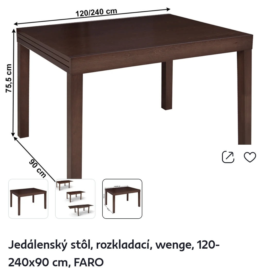 Predám rozkladaci jedálenský stôl z masívu, stoličky gátis.