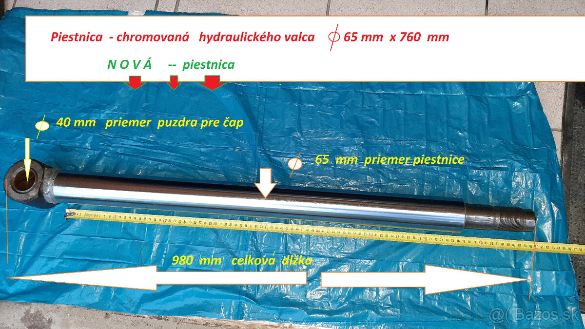 Piestnica  chromovaná hydraulického valca 65 mm