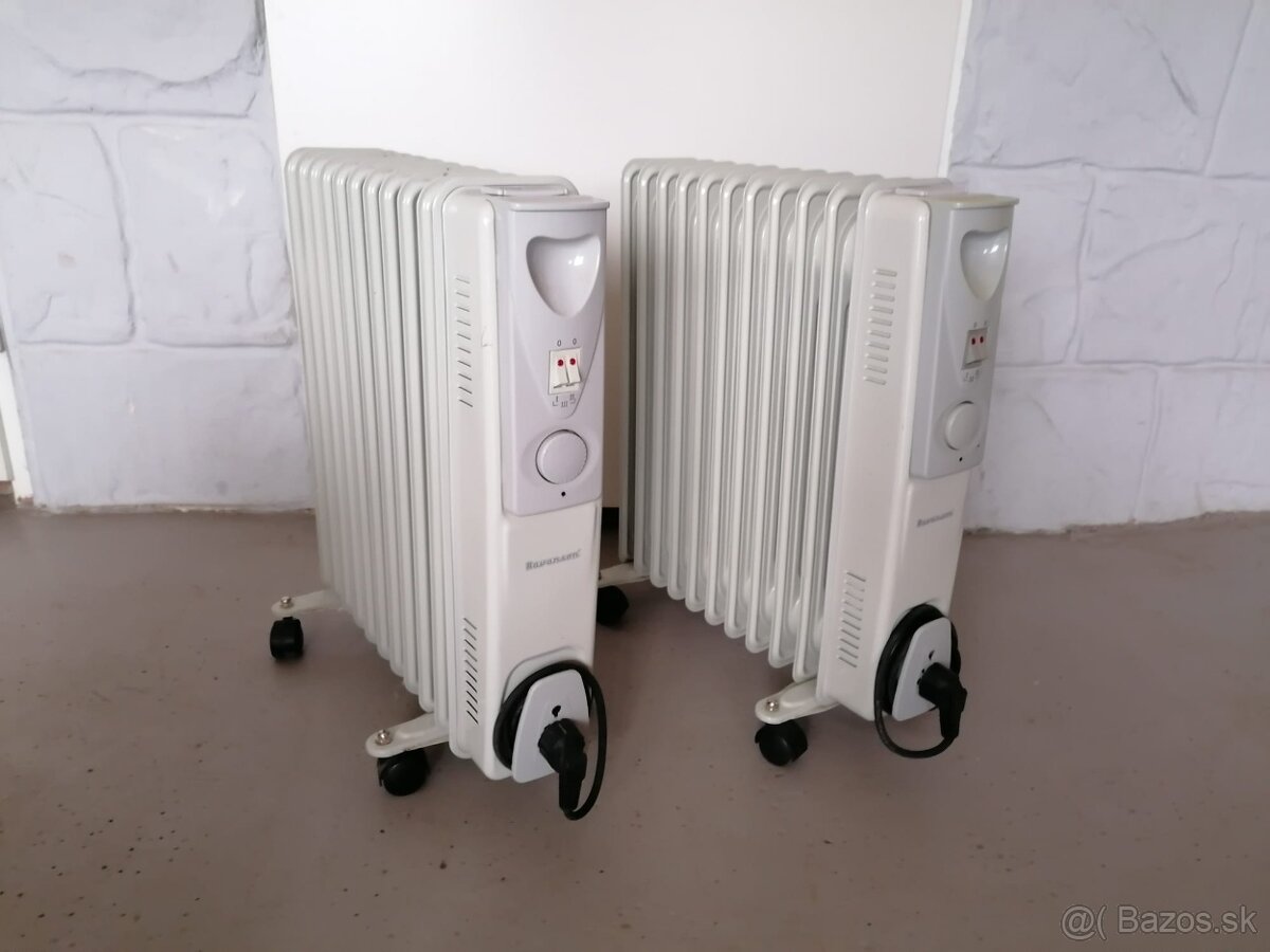 Elektrický ohrievač (olejový radiátor) 2500W - 2 kusy