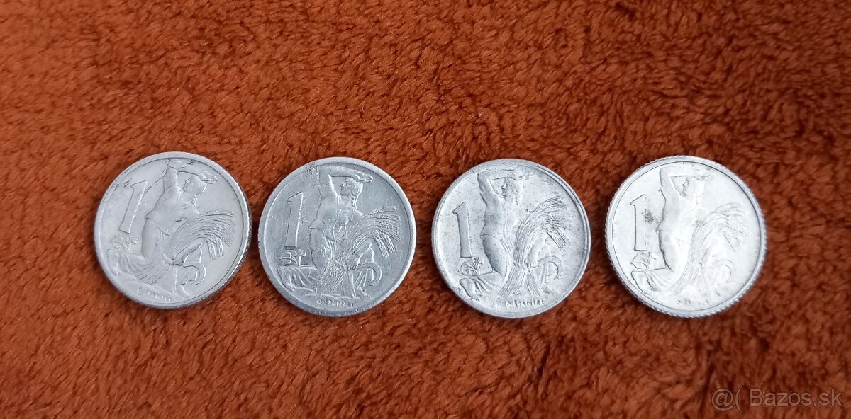 Predám mince 1 kčs 1950, 1951, 1952, 1953, Al, ČSR, krásne