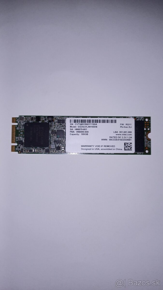 Predám SSD Intel M.2 NVMe 180GB