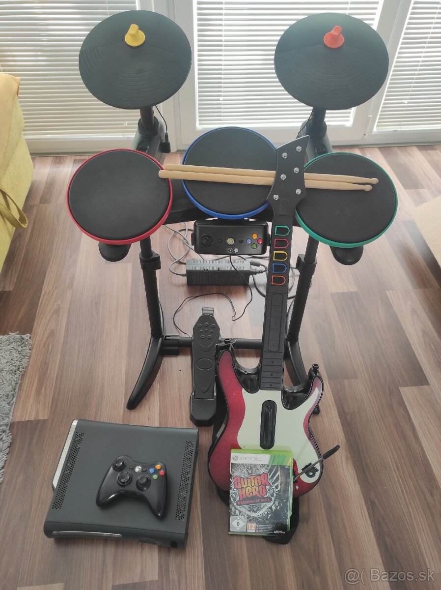 Xbox 360 fat + guitar hero set