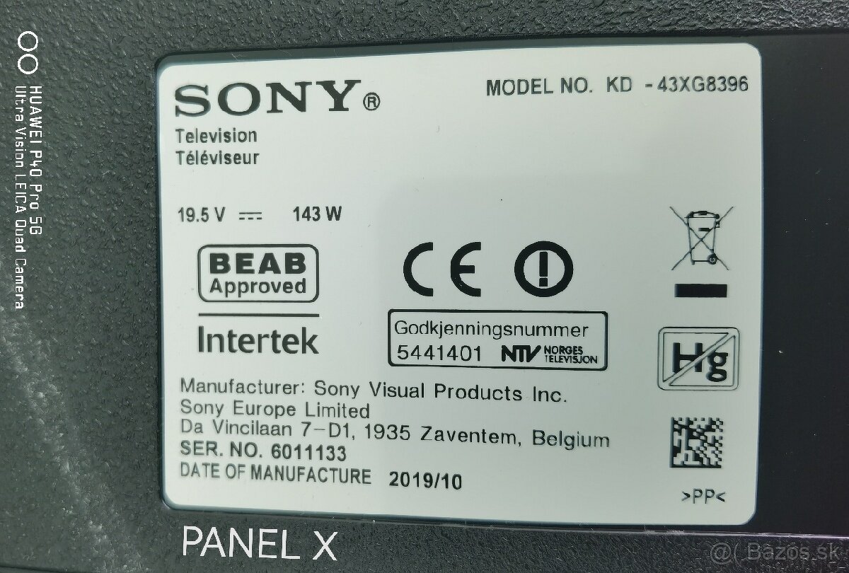 Predám všetky diely z TV Sony KD-43XG8396