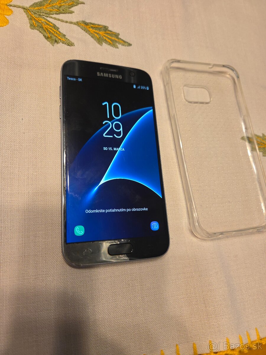 Samsung S7 čierny používaný plné funkčný trochu dole pri dis