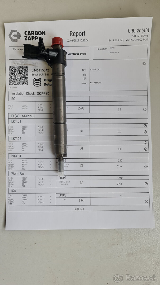 Predám vstrekovač 0445115042 BOSCH