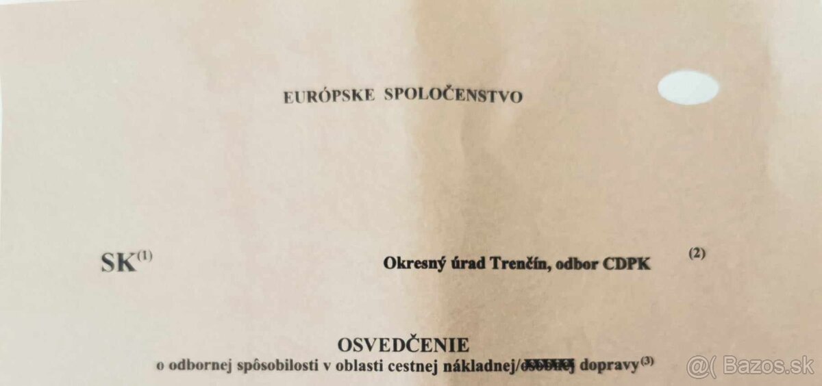 Vedúci dopravy, Garant odbornej spôsobilosti