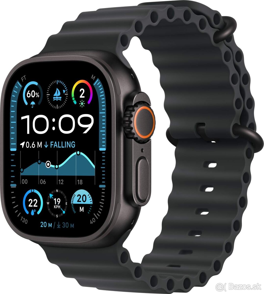 Apple Watch Ultra 2 čierny titán čierny oceánsky remienok
