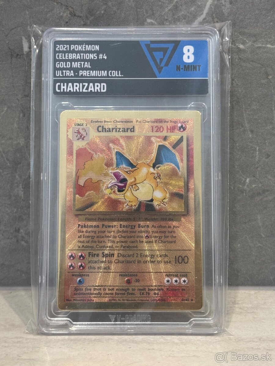 Predám Charizard ( CEL BS 04 ) GOLD METAL