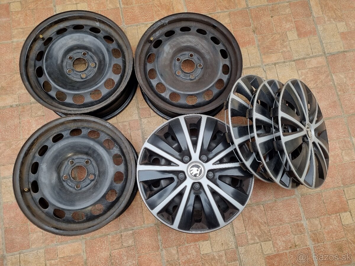 5x100 R16 Plechove disky 6Jx16 ET40 Škoda