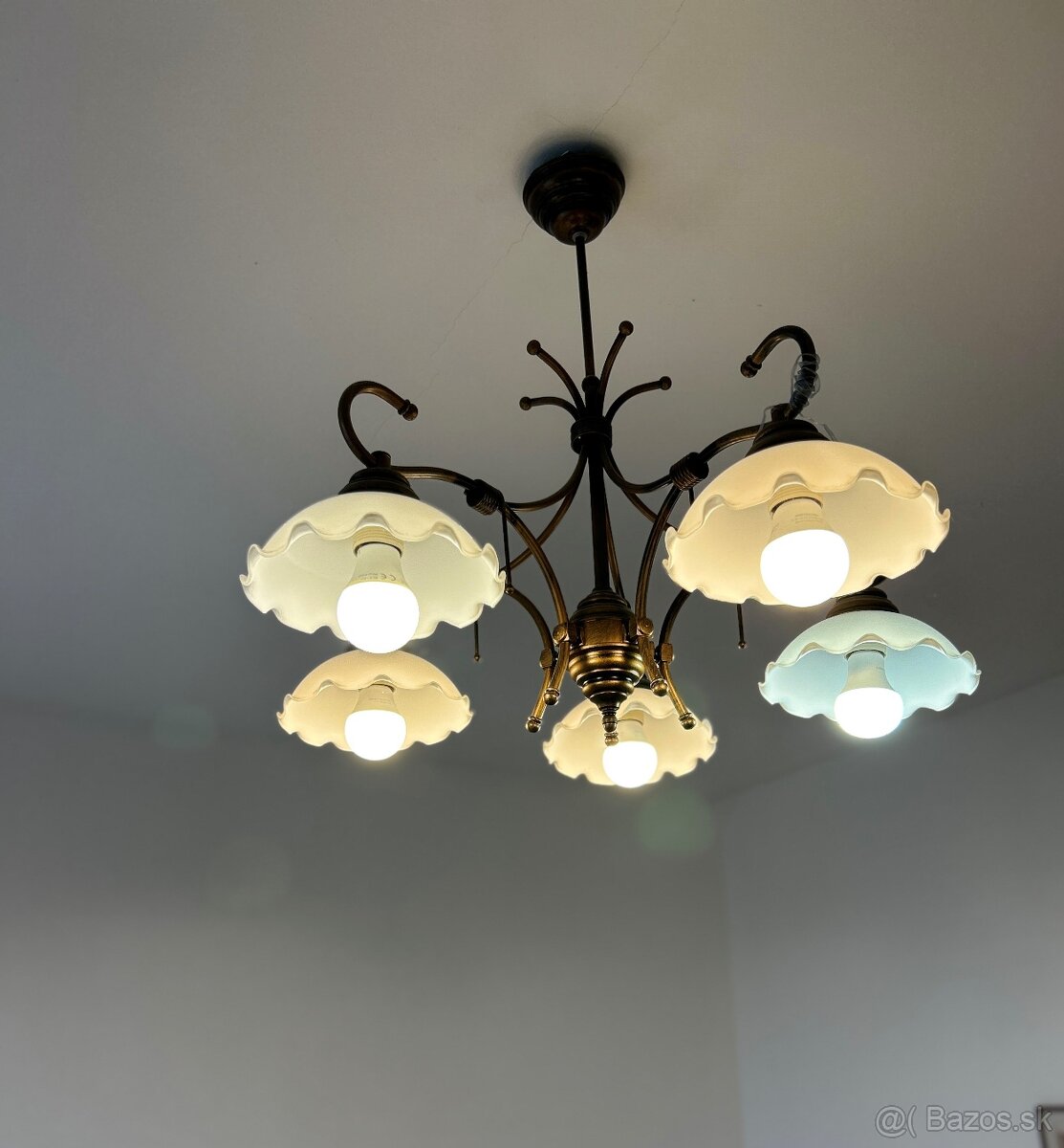 Luster + stojaca lampa kov/sklo