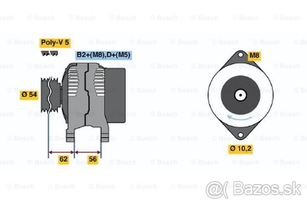 Alternator Bosch 0124225046 pre Opel Astra 1,6 16V