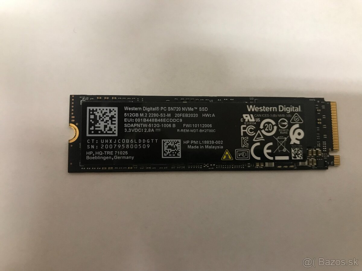 Western Digital PC SN720 NVme M.2. ssd disk 512gb.