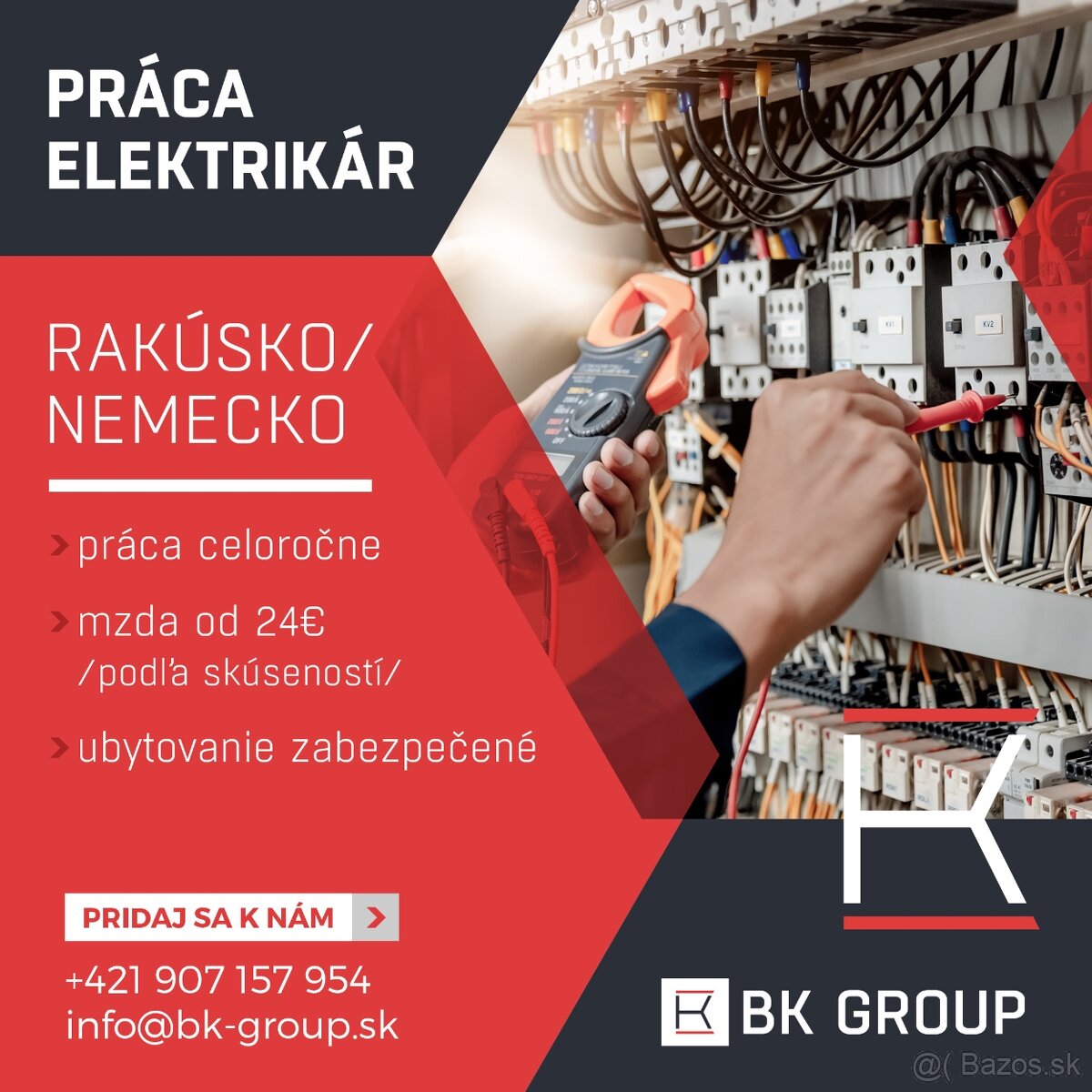 Elektrikar Rakusko nástup ihneď