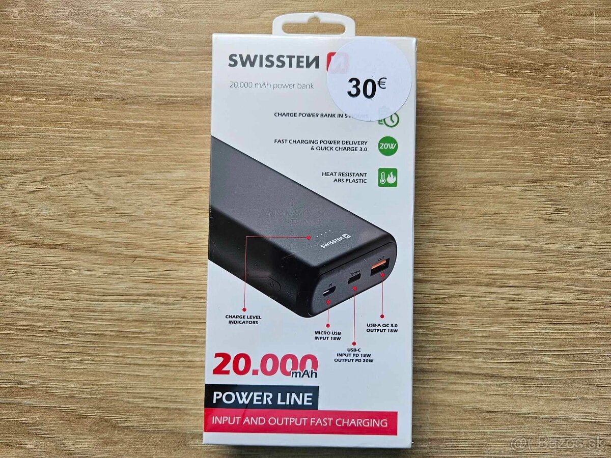 Powerbanka SWISSTEN POWER LINE 20000 mAh,20W Power Delivery