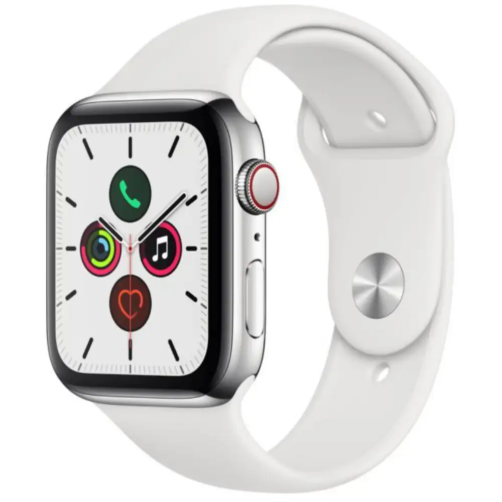 Predám Apple Watch Series 5 44mm Silver, White Sport Band