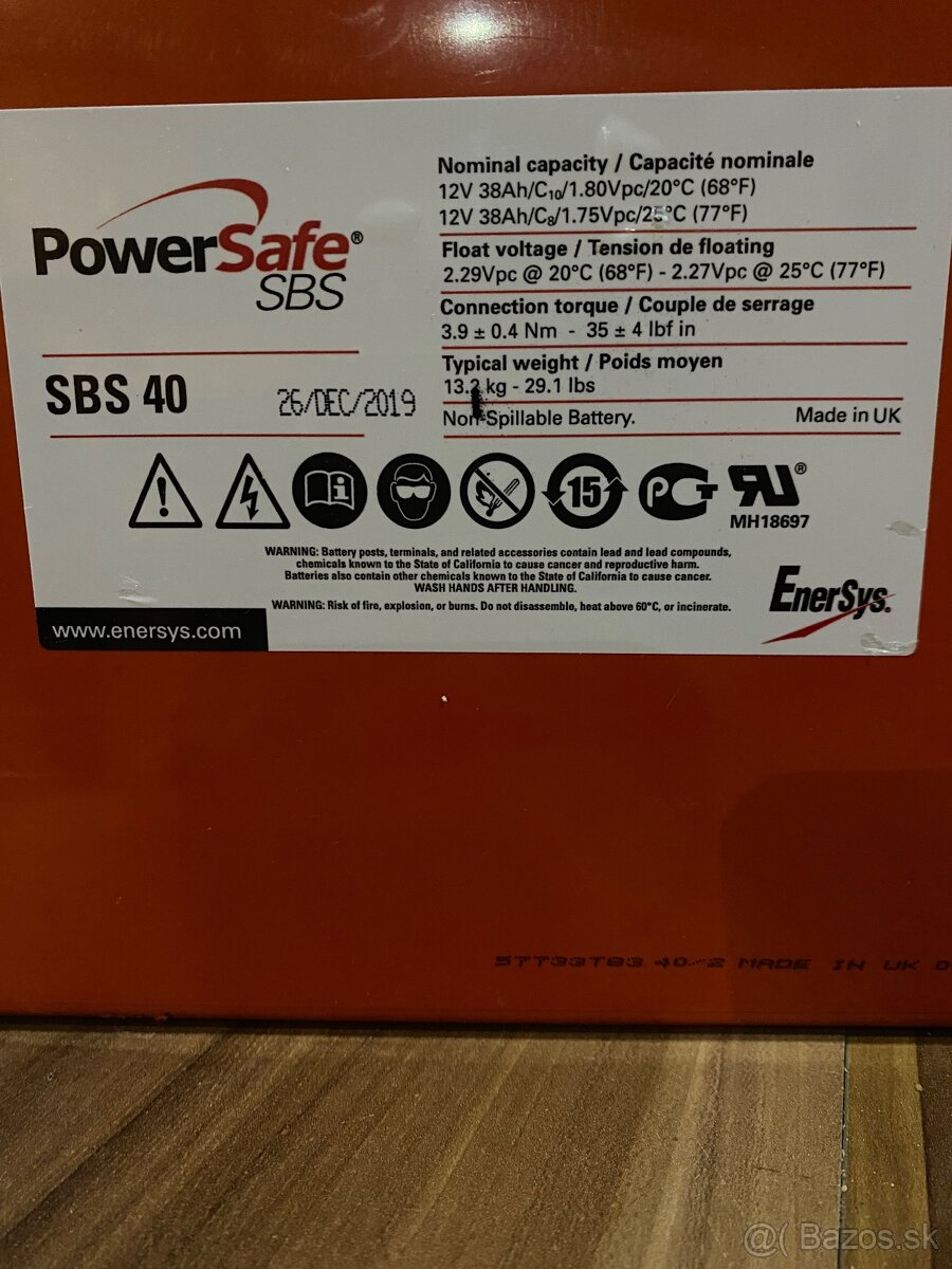 PowerSafe Batéria SBS 40, 12V, 38Ah (SBS40) KÓD