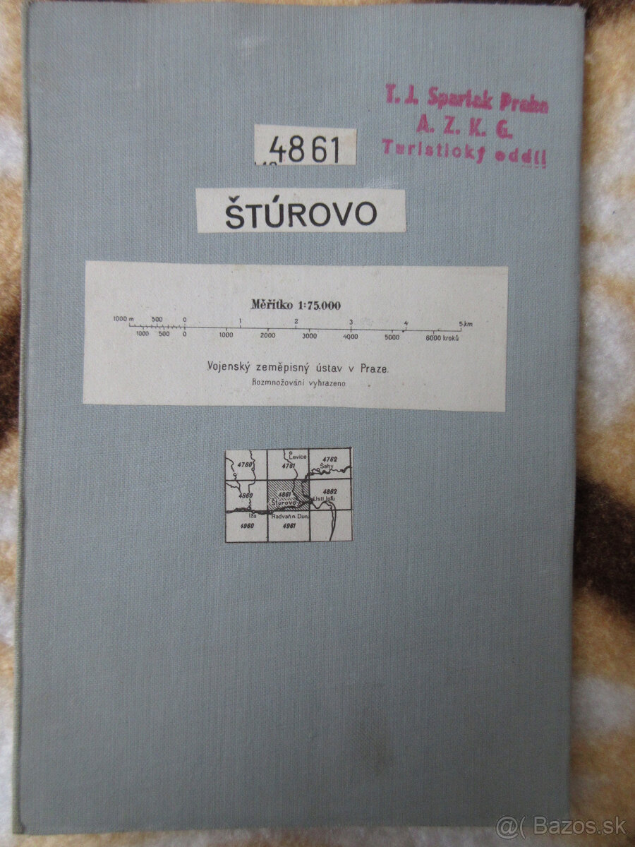 Mapa Štúrovo, Veľké Ludince, Bíňa, Mužla, M. Kosiby r. 1948