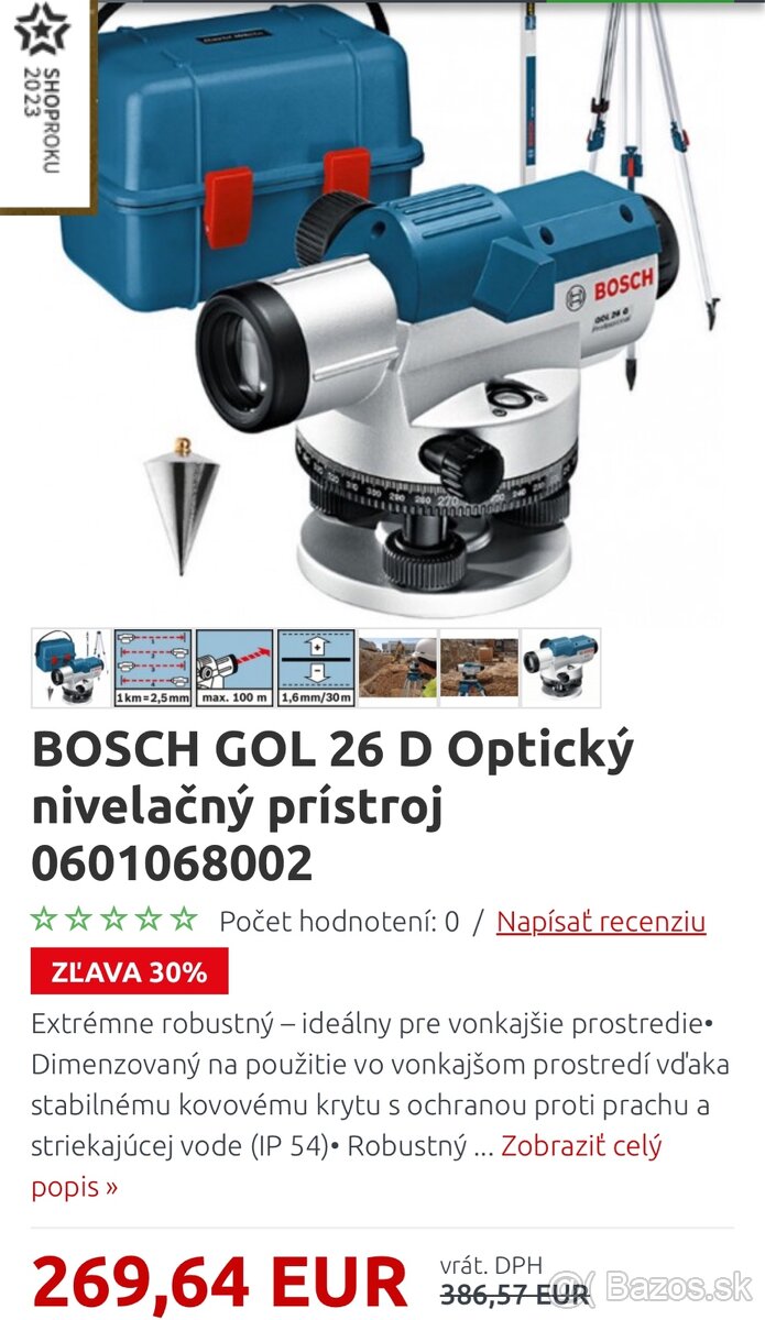 BOSCH GOL 26 D Professional Optický nivelacný prístroj