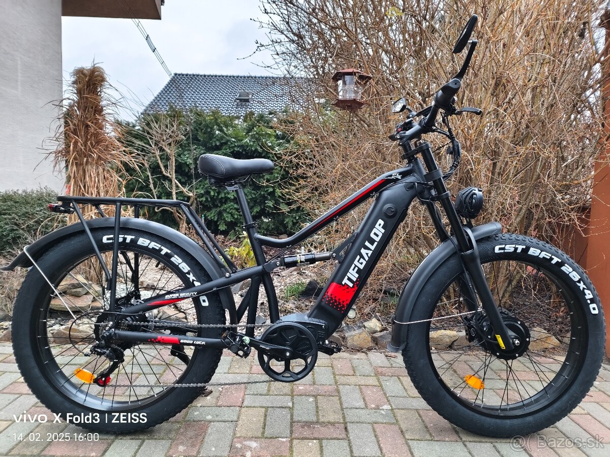 Výkonný ebike Tifgalop 2x750W,21Ah,65km/h,100km,36kg,nový