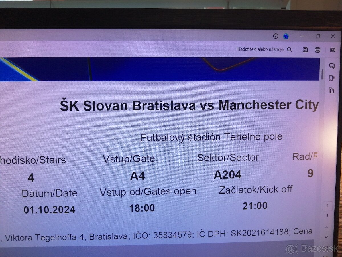 Liga Majstrov: ŠK Slovan - Manchester City - Najlepšia cena