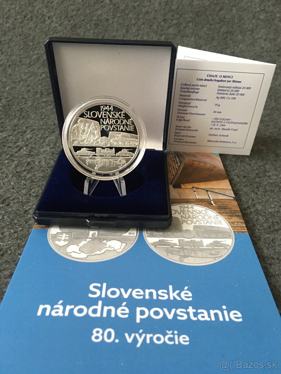 10€ BK a PROOF minca strieborná 80. výročie SNP