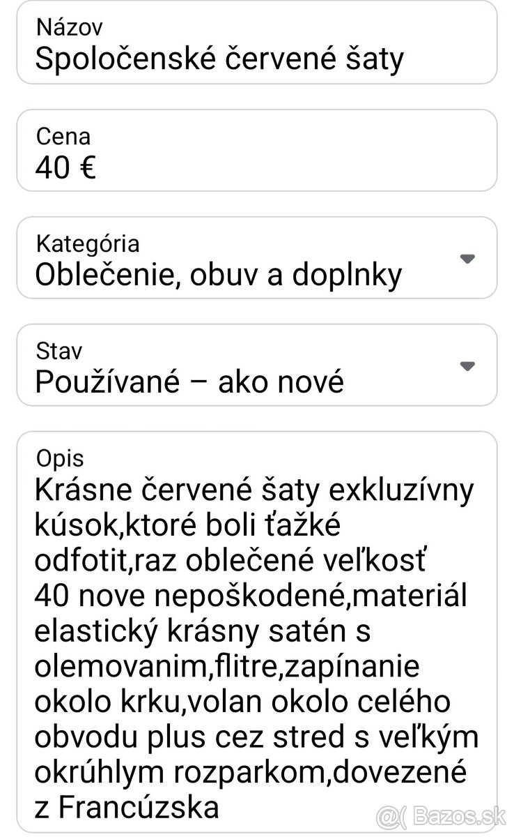 Spoločenské šaty červené