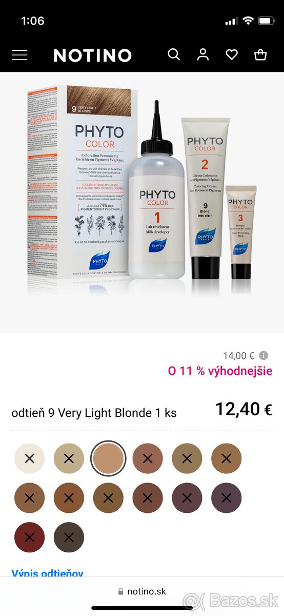 Farba na vlasy Phyto color blond 9, 9.8