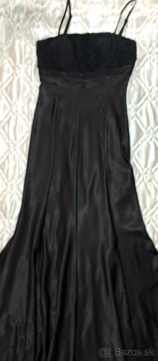 Čierne saténové šaty so vzorovaným živôtikom zn.Planet Paris
