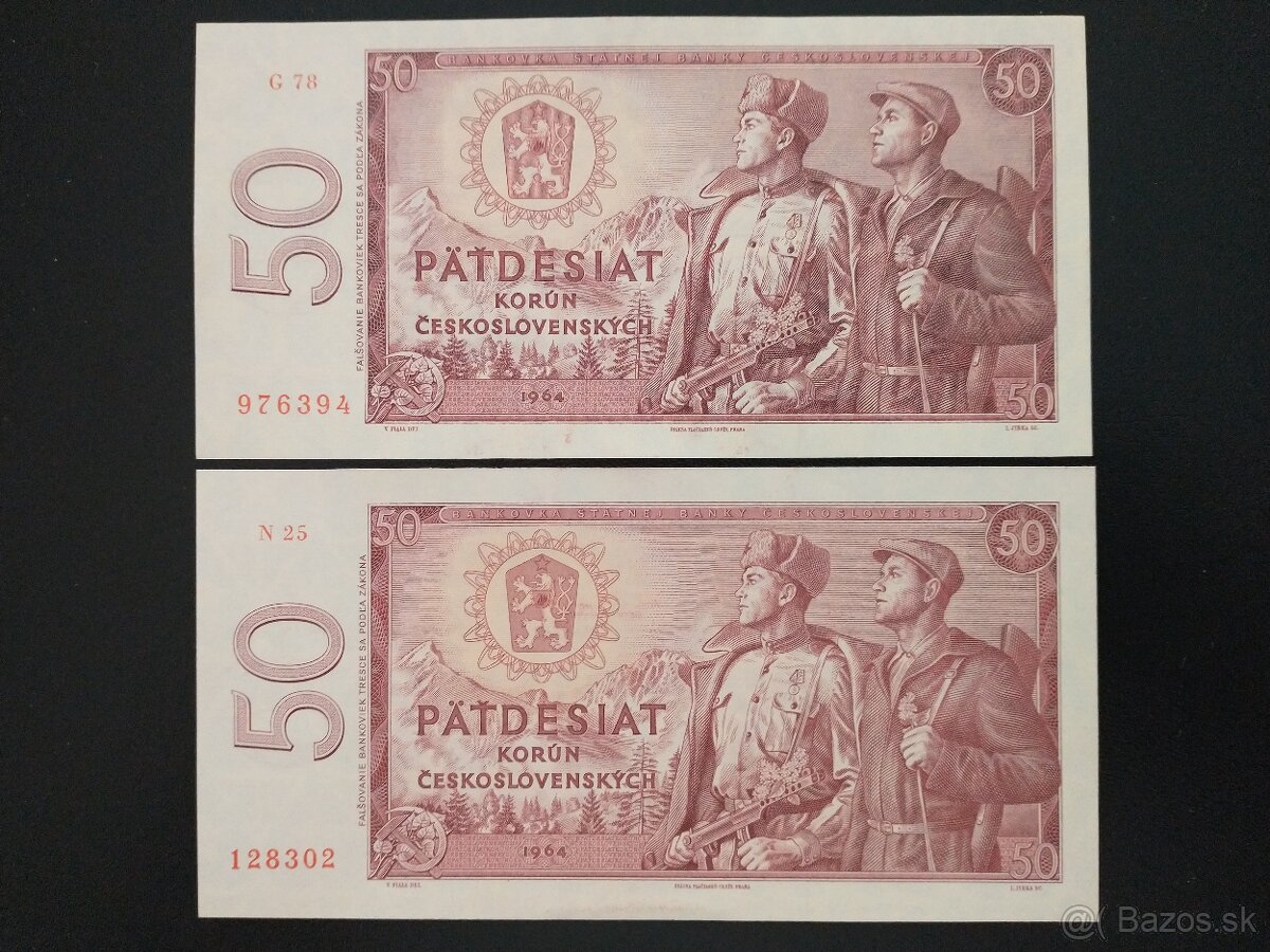 50Kčs 1964 séria G, N   UNC