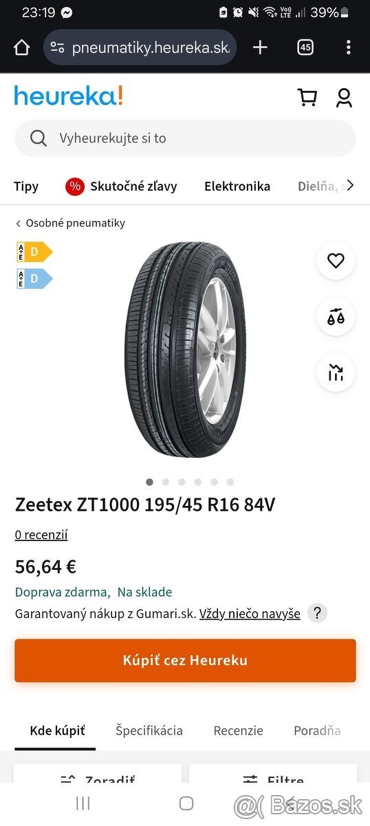 195/45 r16 nove letne pneu