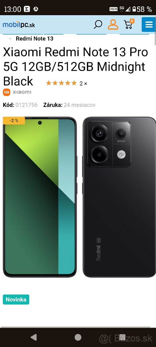 Kúpim xiaomi redmi note 13 pro 5g 12/512gb