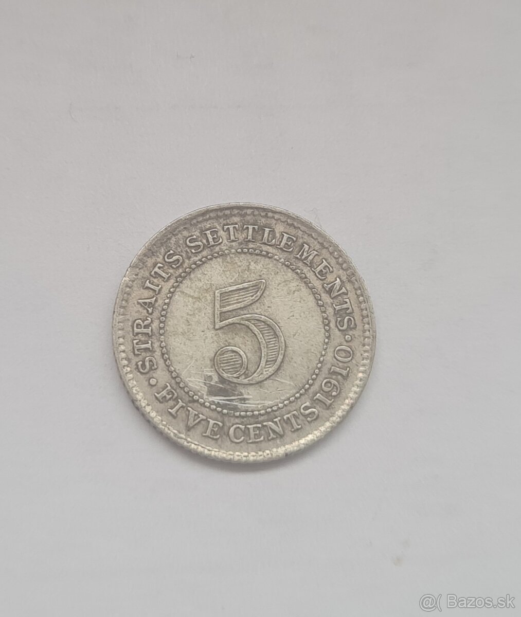 5 cent Strait Sentlements 1910