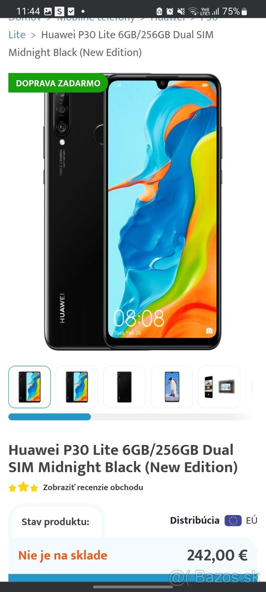 Huawei p30 lite 256g, čierna farba