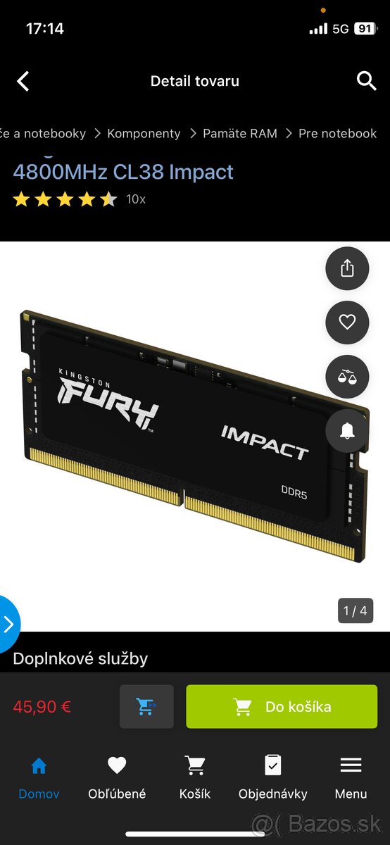 Kingston FURY SO-DIMM 16GB DDR5 4800MHz CL38 Impact