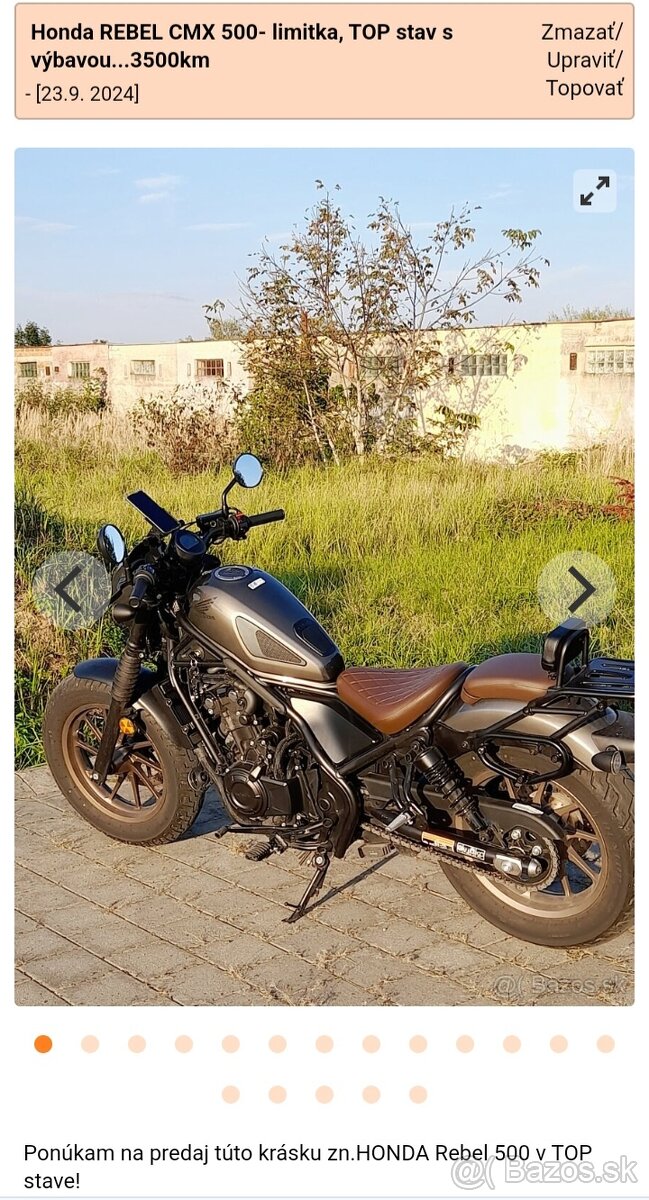 Honda REBEL CMX500  09/2023 s výbavou...3750km