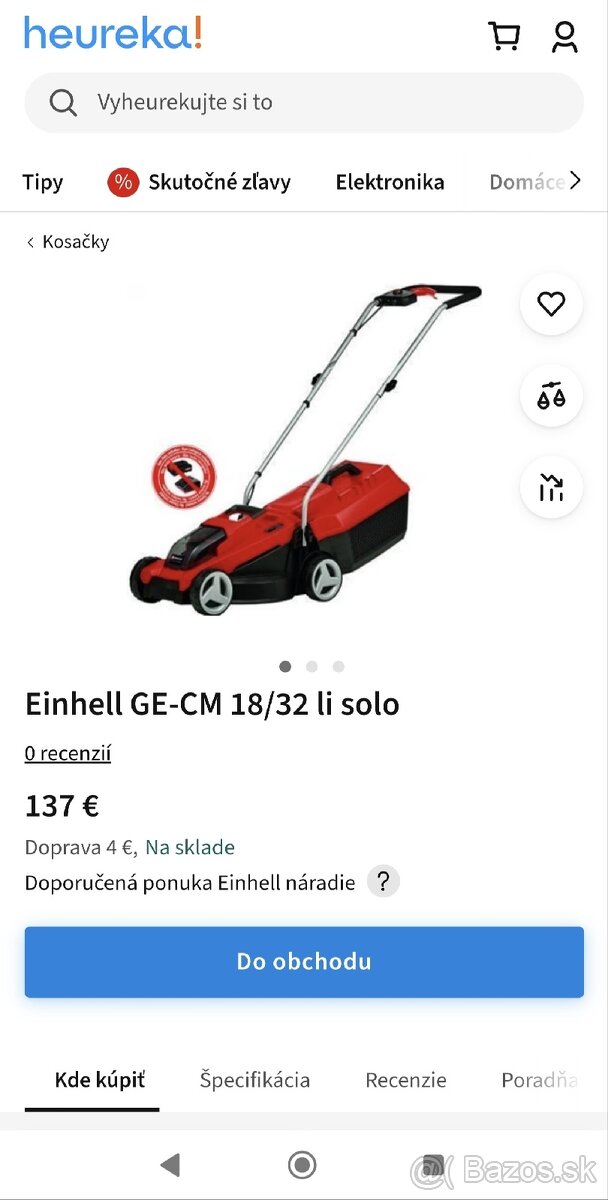 Nová baterková kosačka Einhell GE-CM 18/32 Li-Solo

