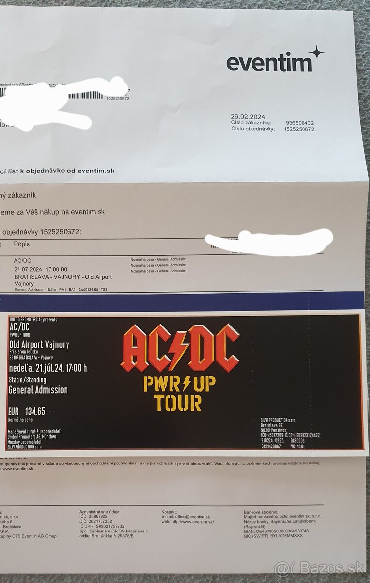 1 kus vstupenka na AC/DC