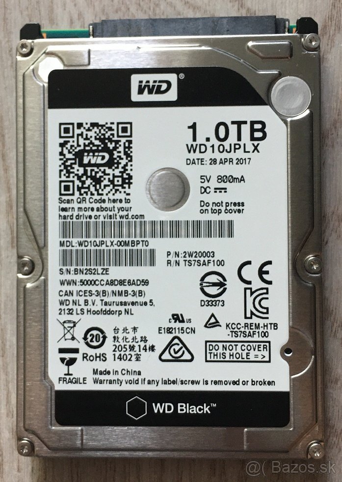 Predám pevný disk Western Digital Black 1 TB, 2,5"