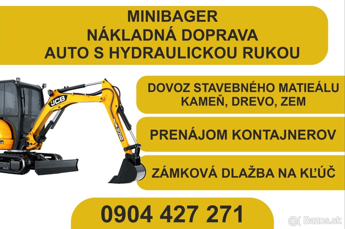 Minibager JCB - zemné a výkopové práce