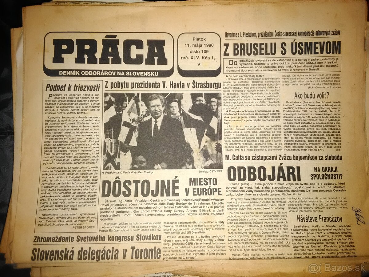 Staré noviny PRÁCA a PRAVDA ročník 1990 - 300ks