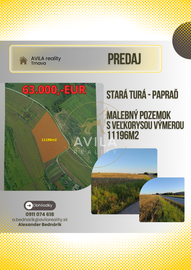 NA PREDAJ: malebný pozemok o výmere 11196m2 - Papraď(Stará T