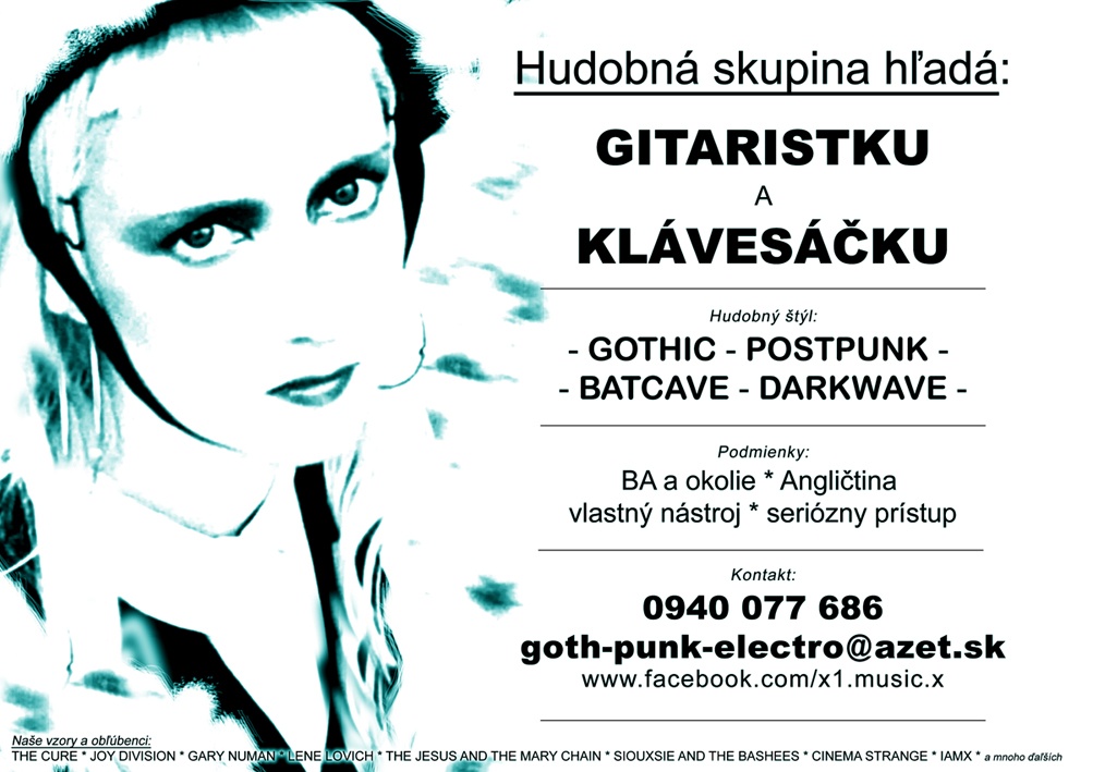 Hľadá sa GITARISTKA a KLÁVESÁČKA (gothic,darkwave)