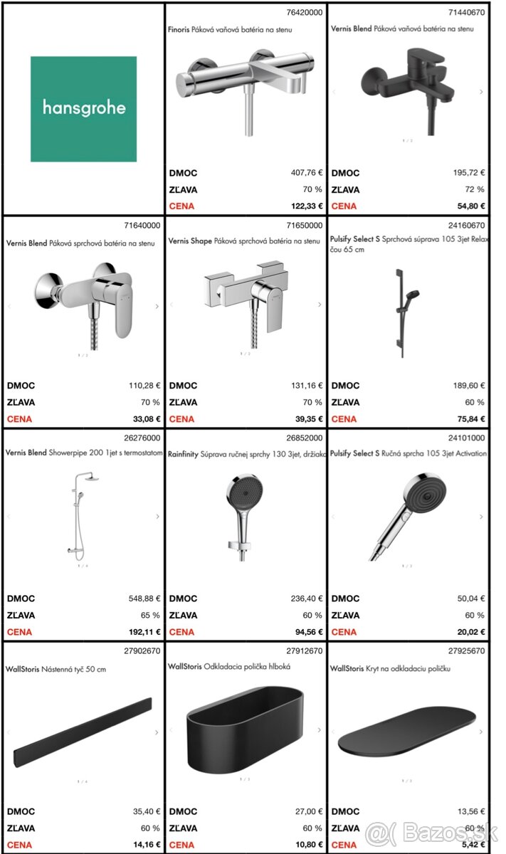 Vodovodné batérie, sprchy, doplnky Hansgrohe