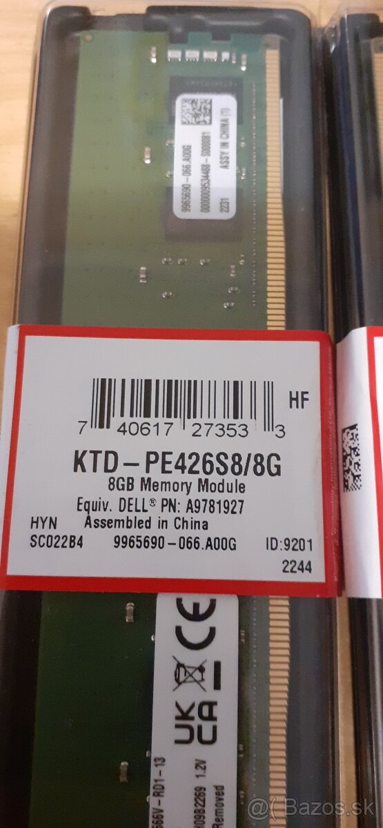 Kingston 8 GB DDR4 2666 MHz ECC Registered KTD-PE426S8/8G