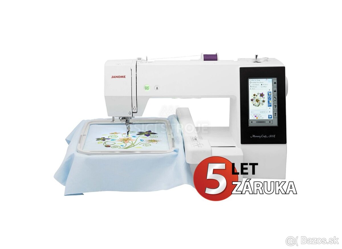 Vyšívací stroj JANOME MEMORY CRAFT 500E+nite a príslušenstvo