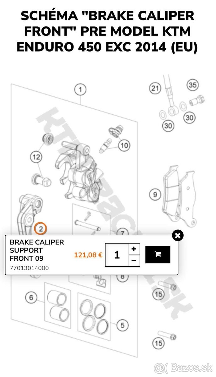 Adapter prednej brzdy KTM