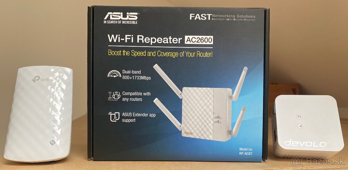 ASUS Repeater, Powerline Devolo + extender TP-Link darom