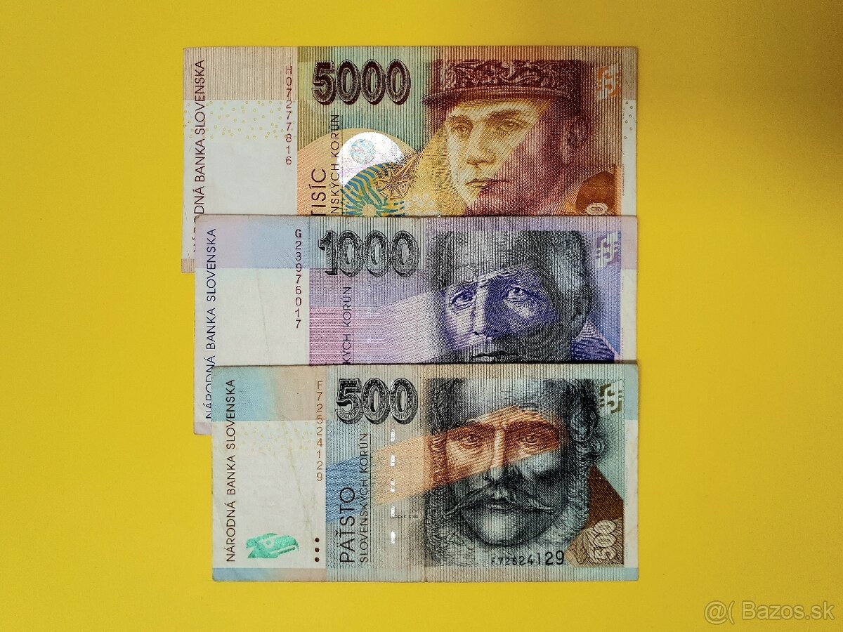 ✅️SKK 3 NAJVAČŠIE BANKOVKY 5000,1000,500sk